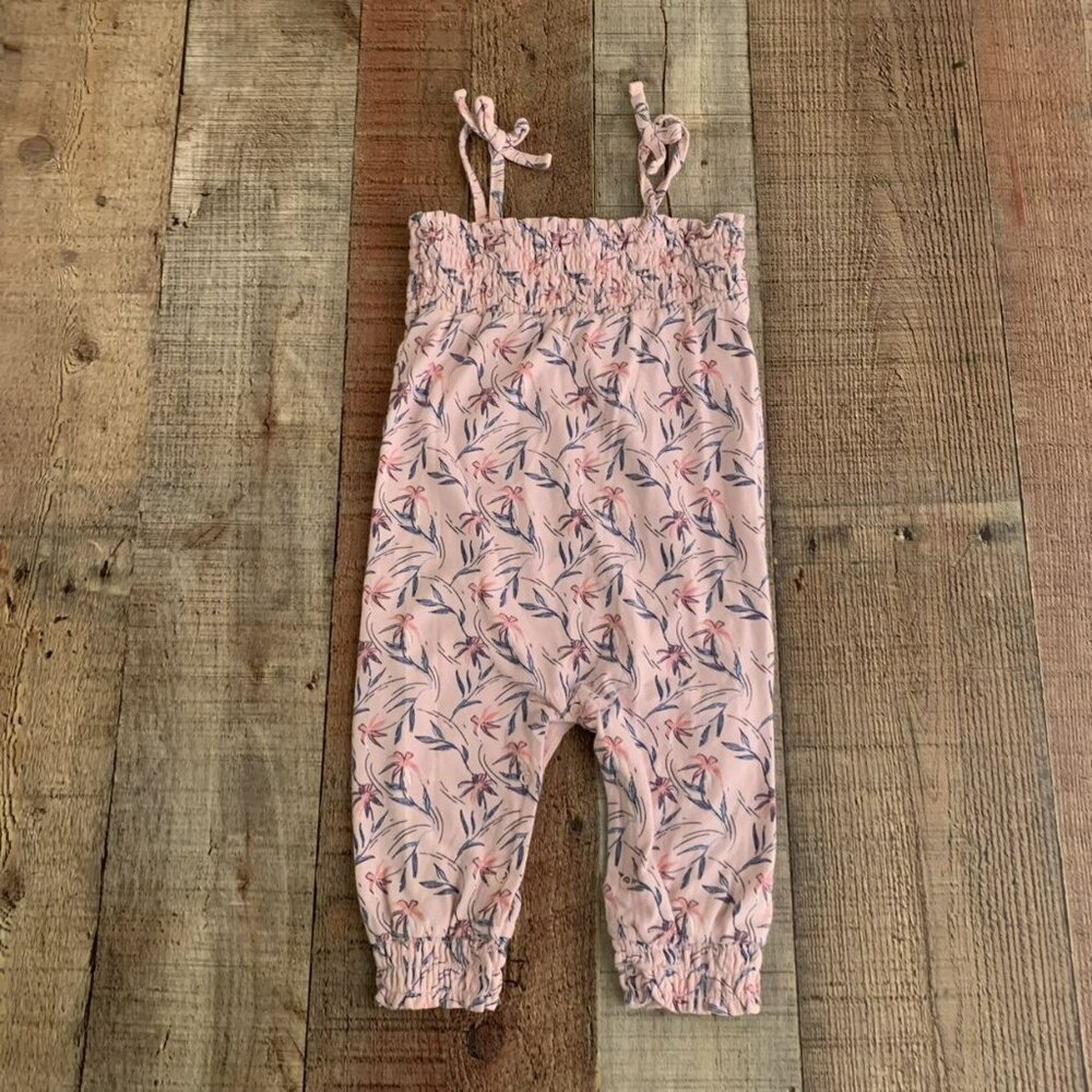 Isaac Mizrahi Pink Floral Cami Romper One Piece with snap leg closure - 12M